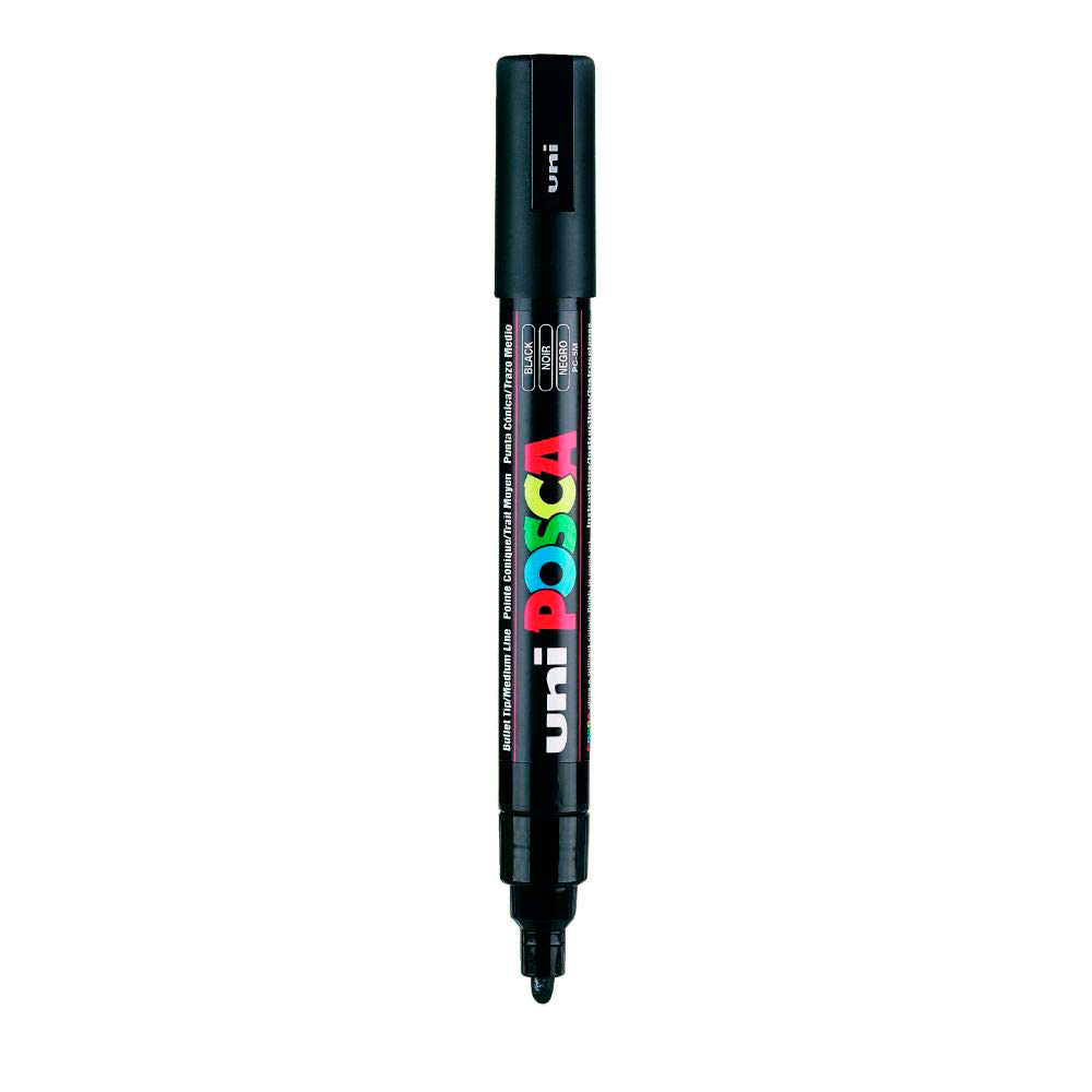 Uni POSCA Paquete de marcadores mixtos – 7 marcadores de pintura en varios  tamaños – pincel, 1 Mr, 1 M, 3 M, 5 M, 8 K, 17 K (negro)